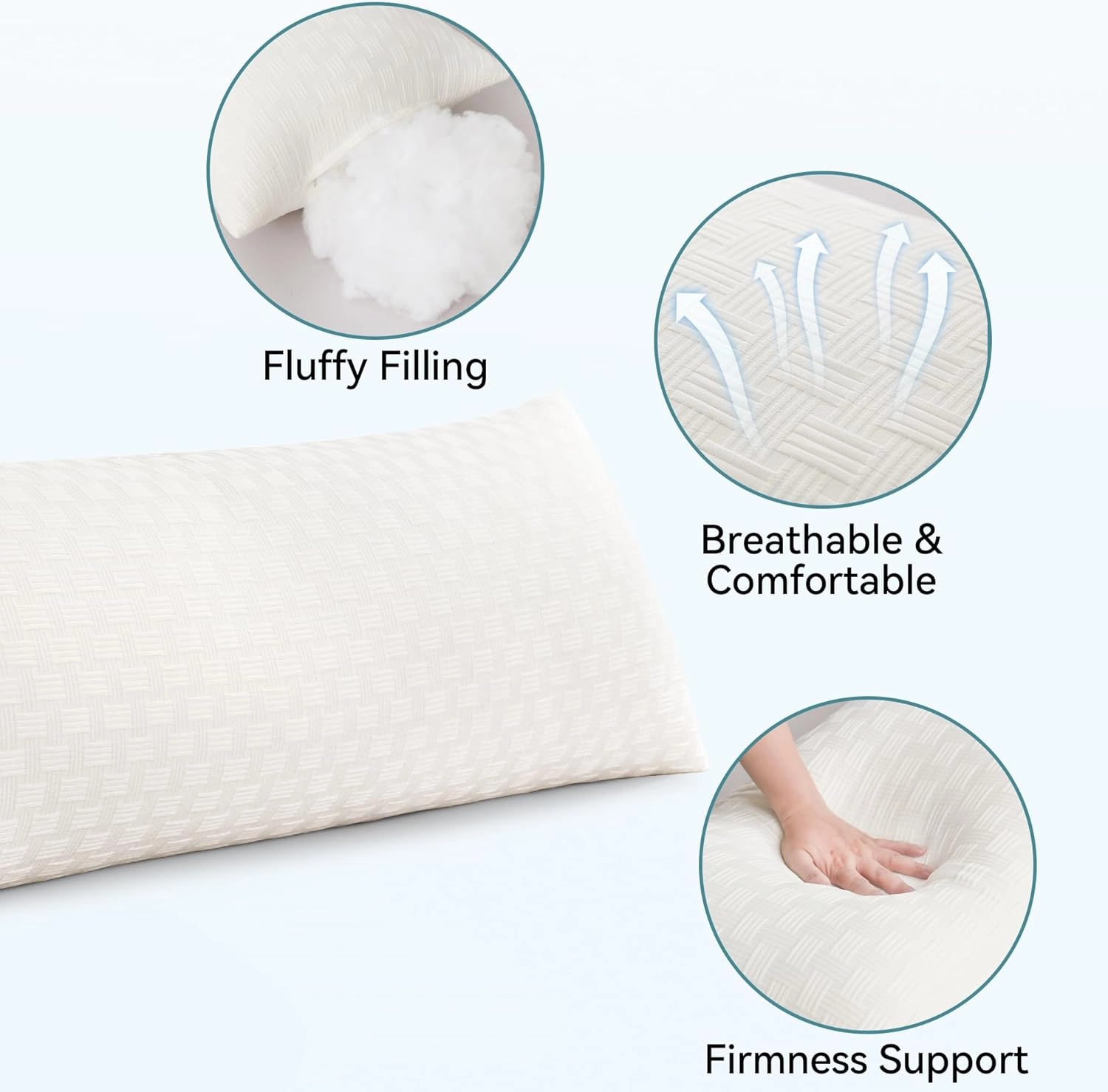 Oubonun Full Body Pillow for Adults, Soft and Fluffy Large Body Pillow for Sleeping, Premium Long Bed Pillow for Side Sleepers(21 X 54,Cream)
