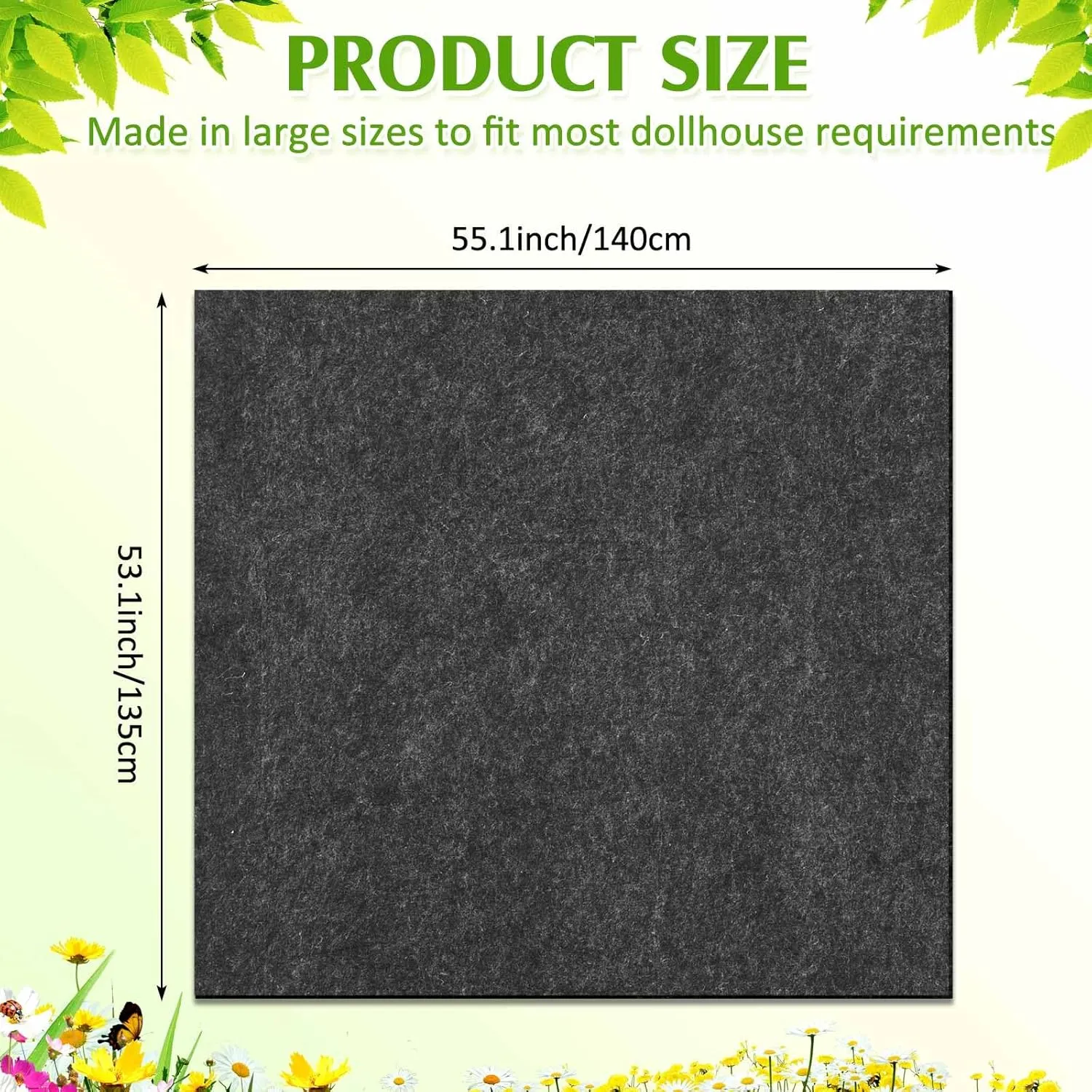 Outdoor Playhouse Mat Washable, 55'' x 53'' Non Slip Baby Activity Rug Outdoor Playhouse Accessories for Kids Playhouse Floor Home Ground Children Portable