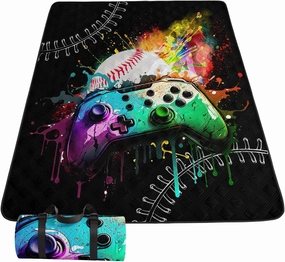 Outdoor Picnic Blanket,Portable Sandproof Waterproof Picnic Mat,Gamepad Baseball Printed Camping Beach Mat for Sand and Wet Grass Hiking (Gamepad Baseball S)