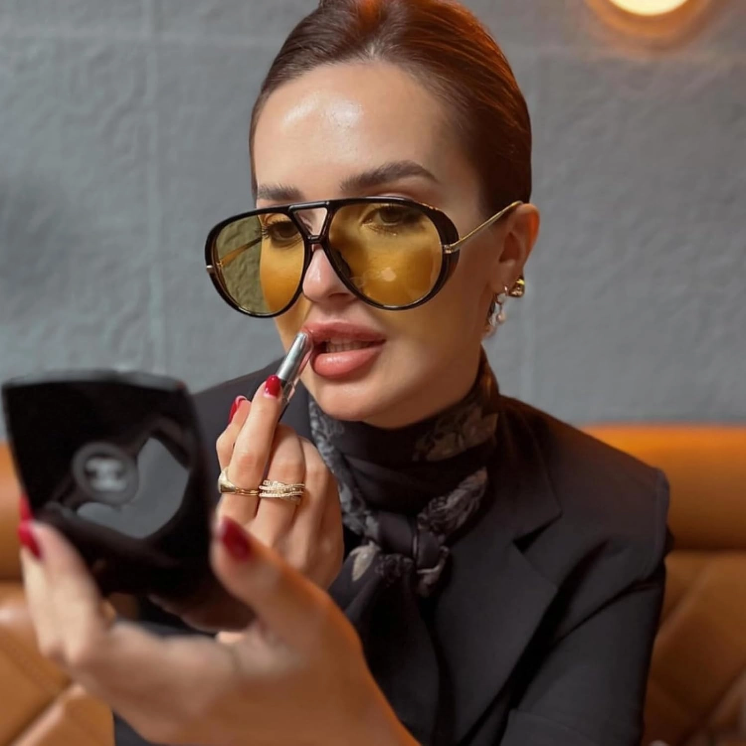 Oversized Aviator Sunglasses for Women With Earring Trendy Large Big Double Bridge 2025 Designer Ladies Shades