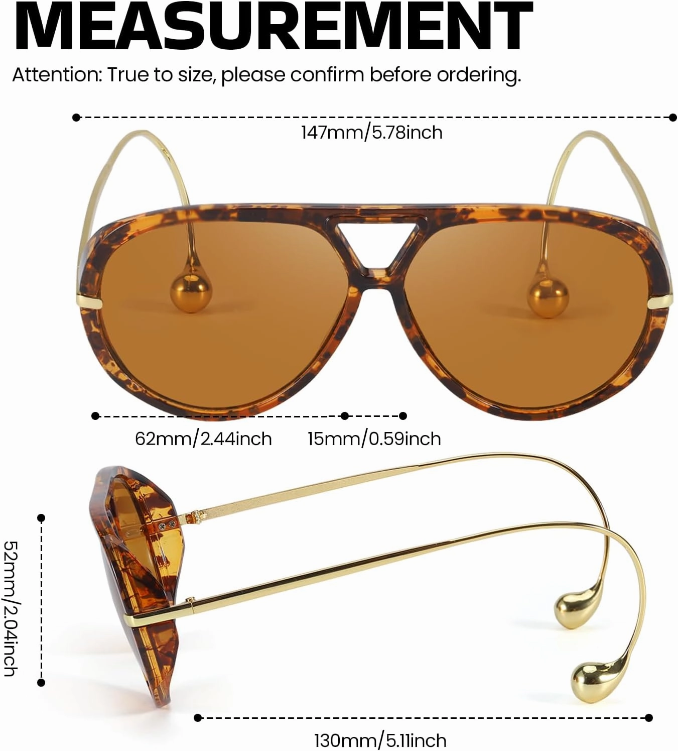 Oversized Aviator Sunglasses for Women With Earring Trendy Large Big Double Bridge 2025 Designer Ladies Shades