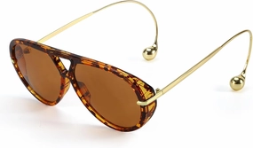 Oversized Aviator Sunglasses for Women With Earring Trendy Large Big Double Bridge 2025 Designer Ladies Shades
