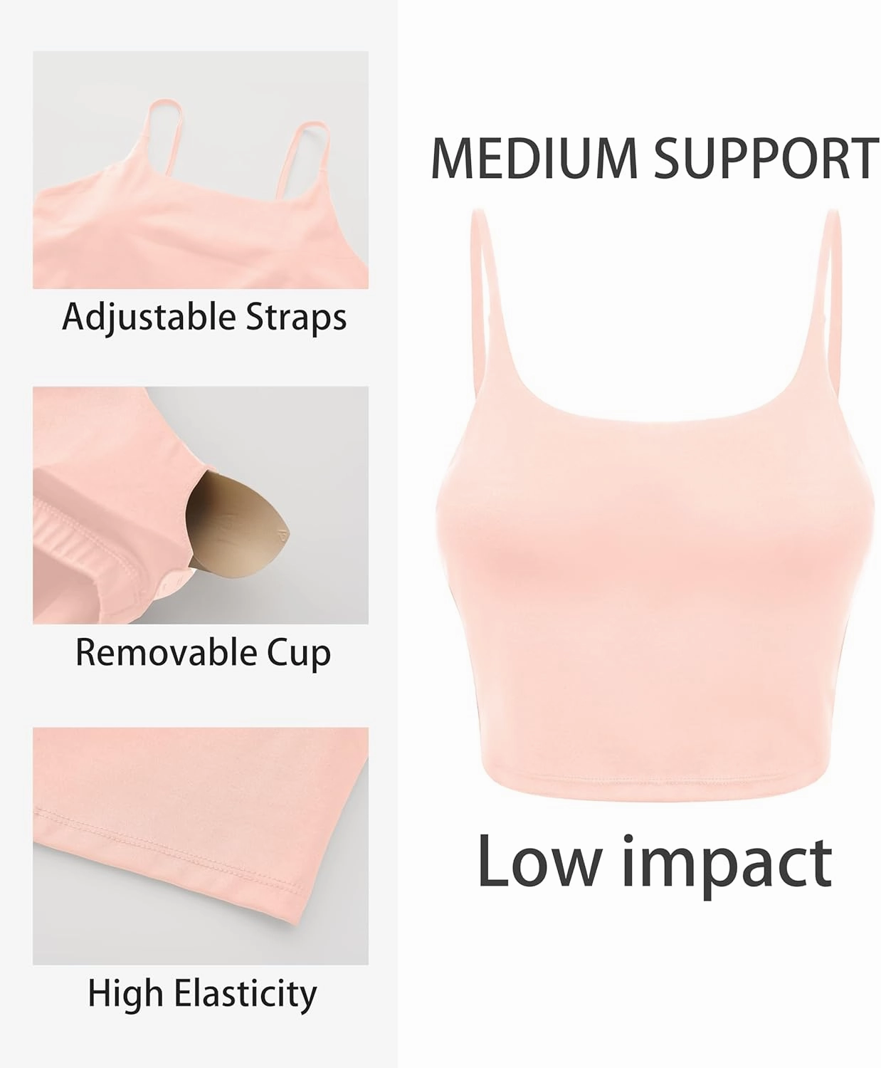 OVESPORT Longline Sports Bras for Women Workout Tank Tops with Built in Bra & Adjustable Straps for Yoga Gym Fitnesss