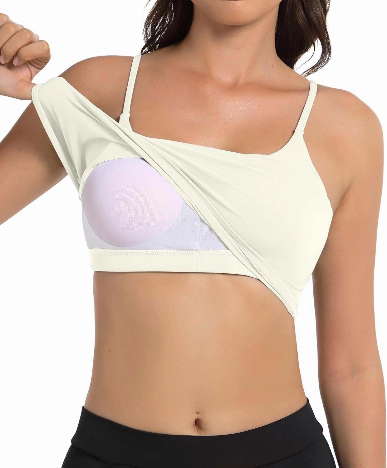 OVESPORT Women's Longline Sports Bras Women Workout Tank Tops with Built in Bra & Adjustable Straps for Yoga Gym Fitnesss