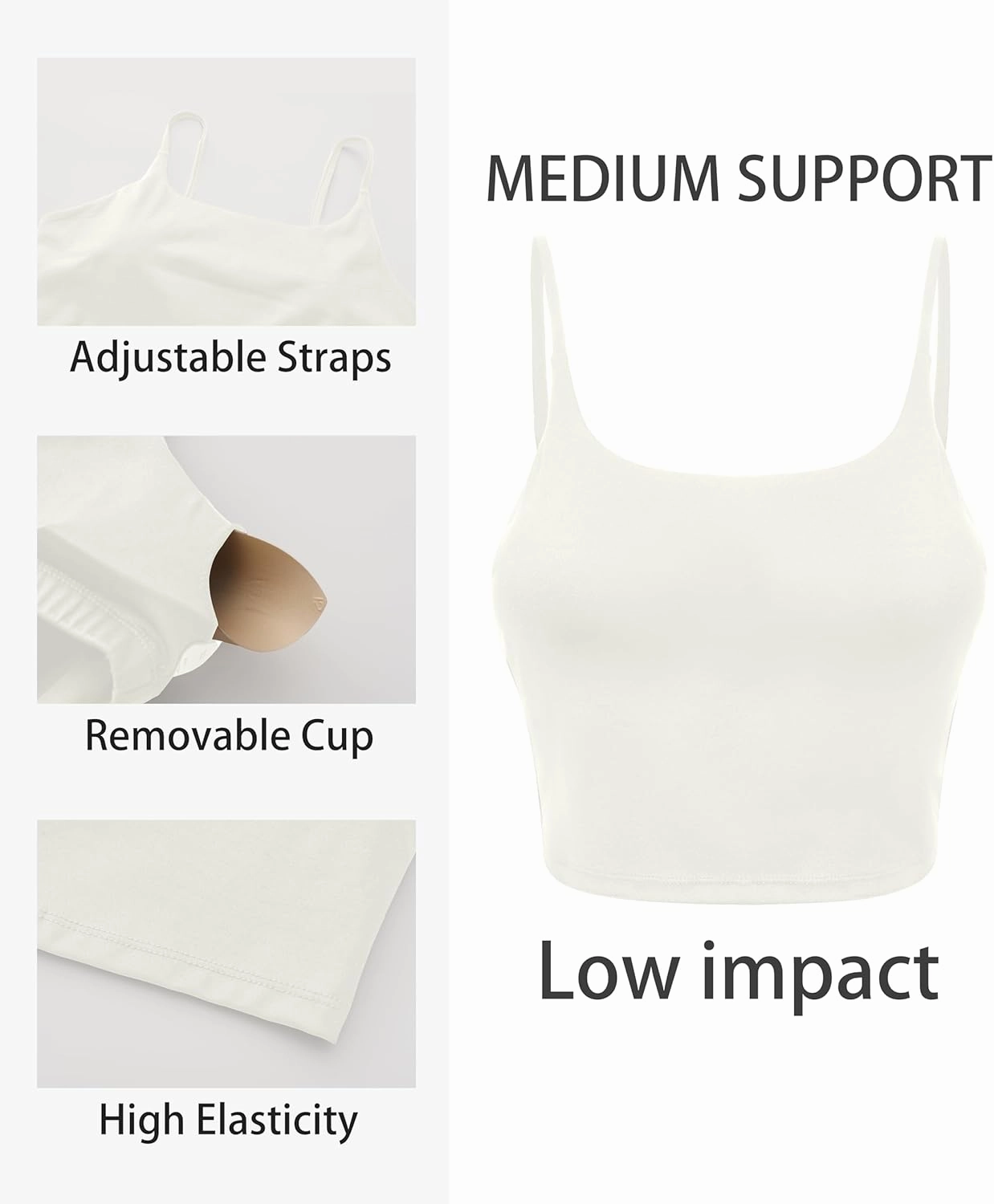 OVESPORT Women's Longline Sports Bras Women Workout Tank Tops with Built in Bra & Adjustable Straps for Yoga Gym Fitnesss