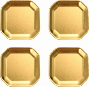 Pack Of 4 Distinctive Gold/Silver Stainless Steel Plates Various Dinnerware For Home Camping And Outdoors Dining