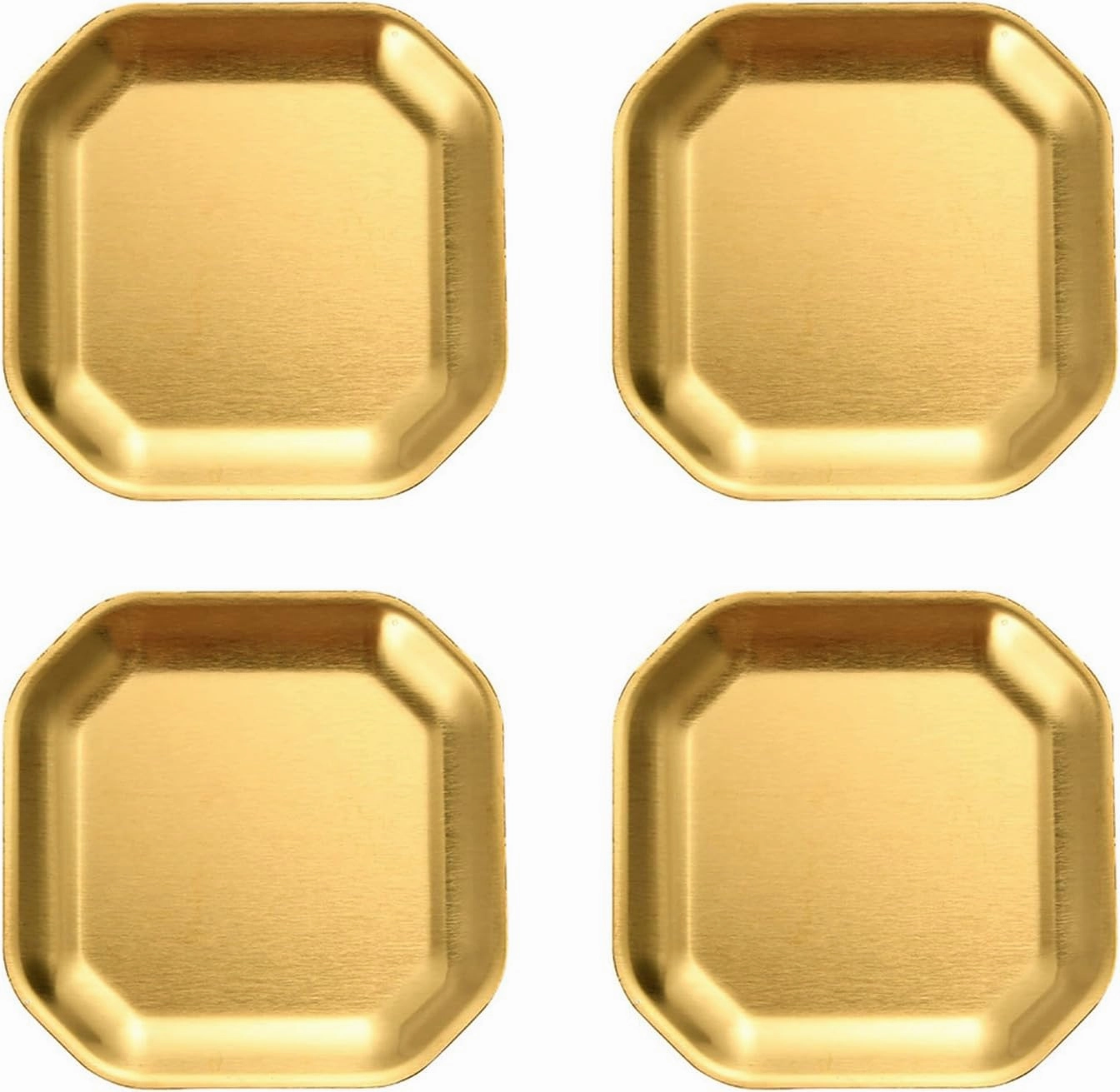 Pack Of 4 Distinctive Gold/Silver Stainless Steel Plates Various Dinnerware For Home Camping And Outdoors Dining