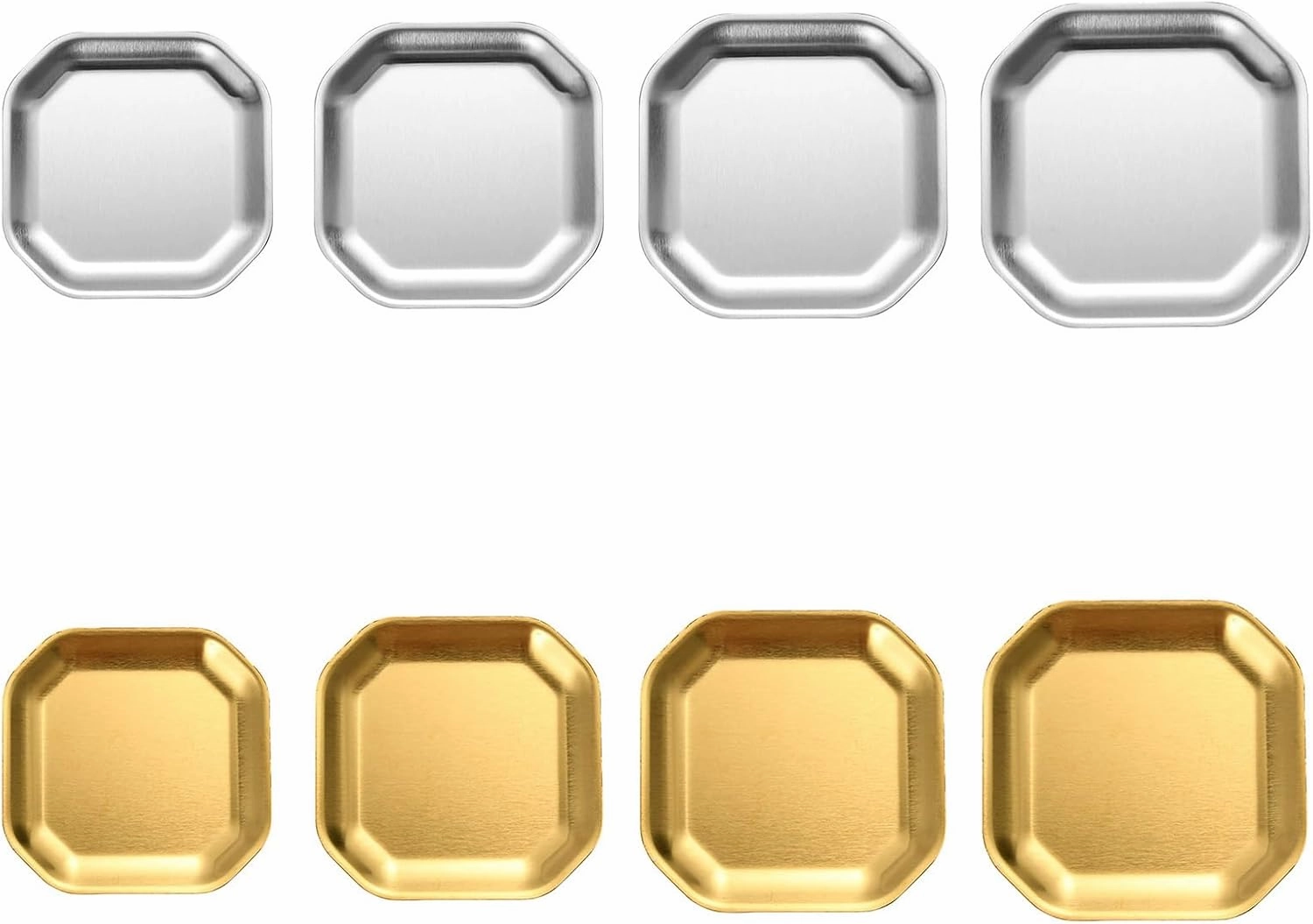 Pack Of 4 Distinctive Gold/Silver Stainless Steel Plates Various Dinnerware For Home Camping And Outdoors Dining