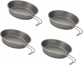 Pack of 4 Serving Plates Stainless Steel Tableware Stainless Steel Plates and Bowls Set for Camping and Dining