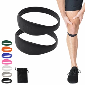Patella Band - 2 Pack Patellar Tendon Support Strap - Non-Slip Silicone Knee Band for Sports, Running, Basketball, Jumper’s Knee, Tendonitis Knee Strap for Men Women Youth w/ Travel Bag (Black)