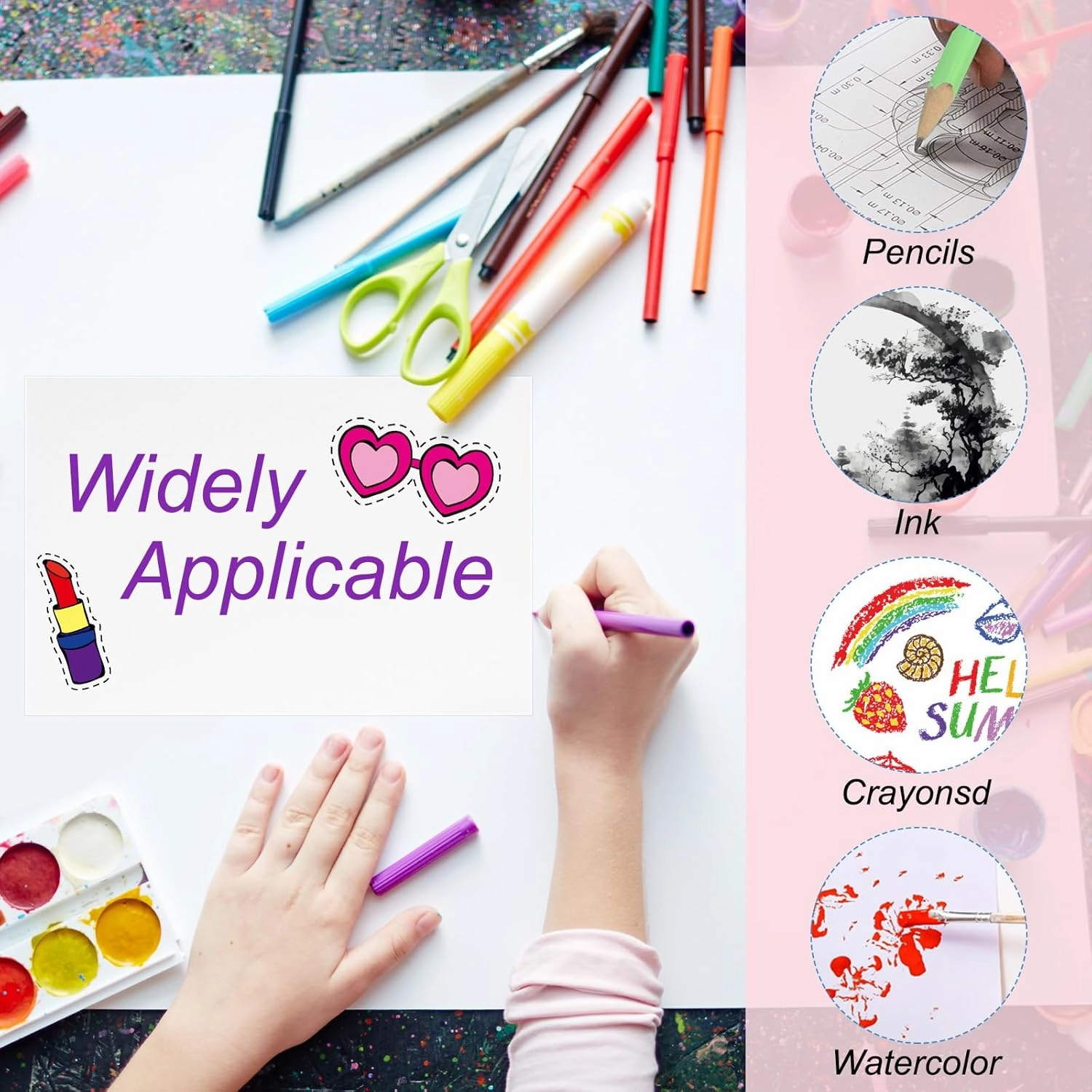 PATIKIL 50 Pcs Pure Cotton Watercolor Paper 140lb/300 GSM Water Coloring Paint Paper for Art Painting Watercolor Drawing Artist, 7x10 Inch