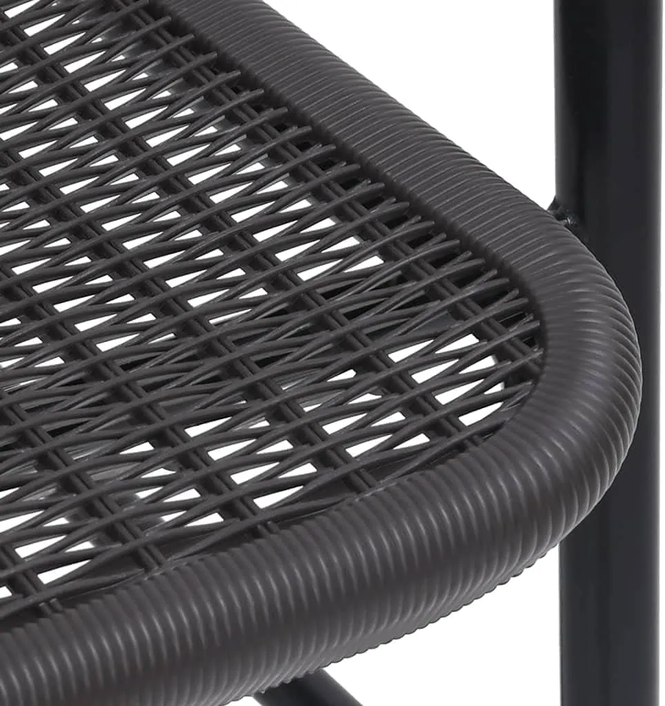 Patio Chairs Set of 2 Black Plastic Rattan and Steel Outdoor Stackable Lounge Chairs for Patio Pool Beach Garden Backyard