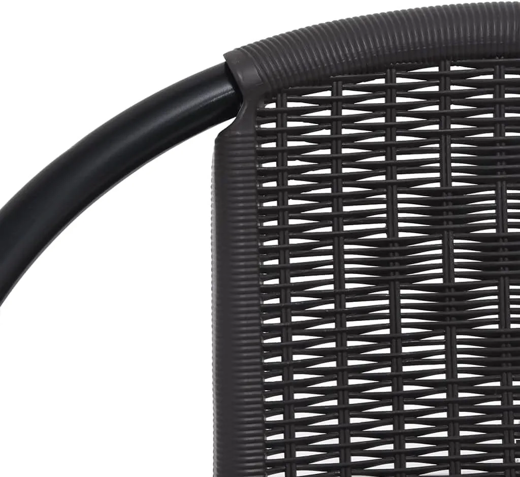 Patio Chairs Set of 2 Black Plastic Rattan and Steel Outdoor Stackable Lounge Chairs for Patio Pool Beach Garden Backyard