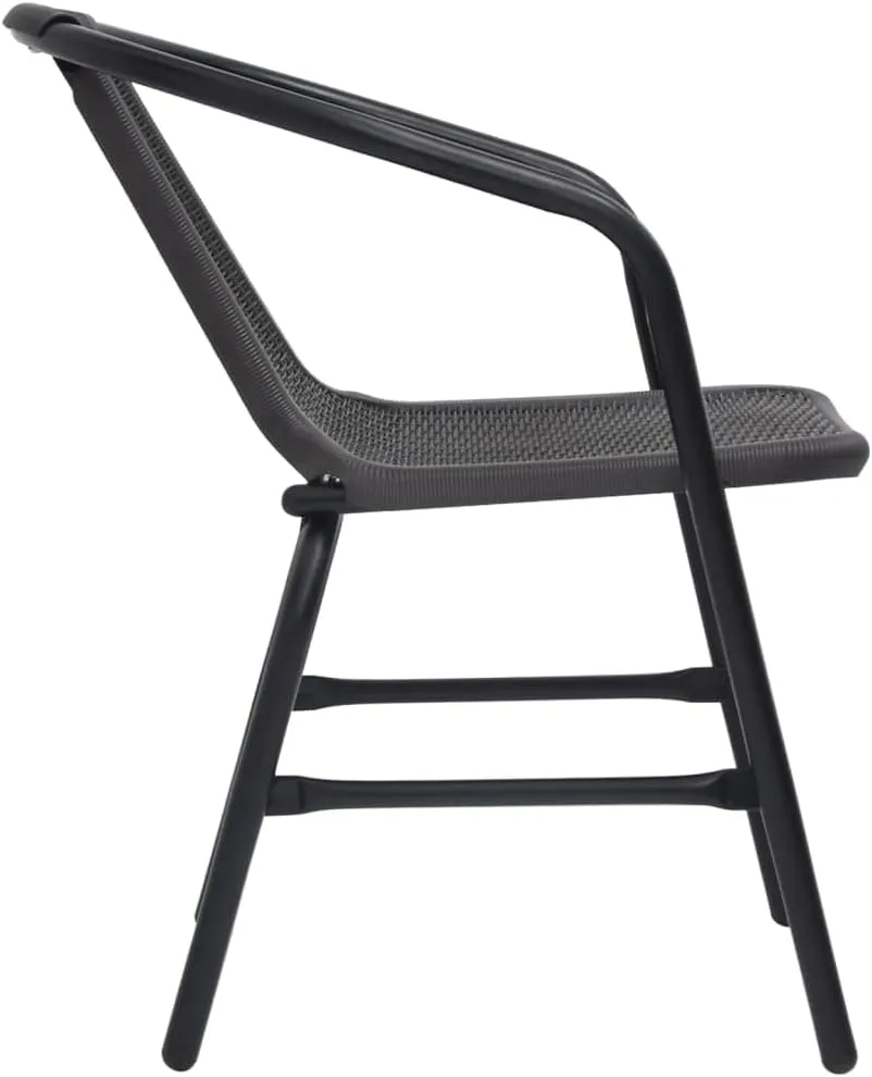 Patio Chairs Set of 2 Black Plastic Rattan and Steel Outdoor Stackable Lounge Chairs for Patio Pool Beach Garden Backyard