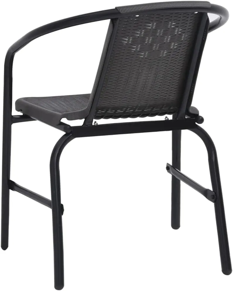 Patio Chairs Set of 2 Black Plastic Rattan and Steel Outdoor Stackable Lounge Chairs for Patio Pool Beach Garden Backyard