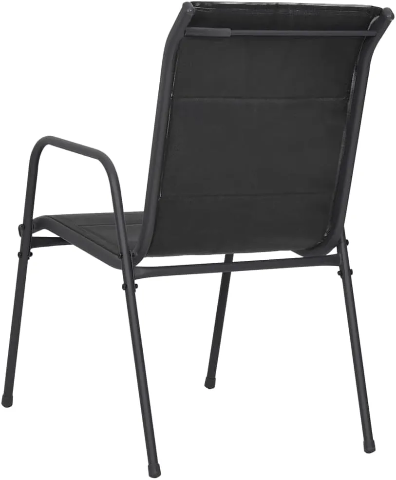 Patio Chairs Set of 2 Steel and Textilene Black Comfortable Outdoor Dining Lounge Chairs with Padded Seat, Lightweight, Sturdy and Weather Resistant, for Patio, Beach, Garden, Camping
