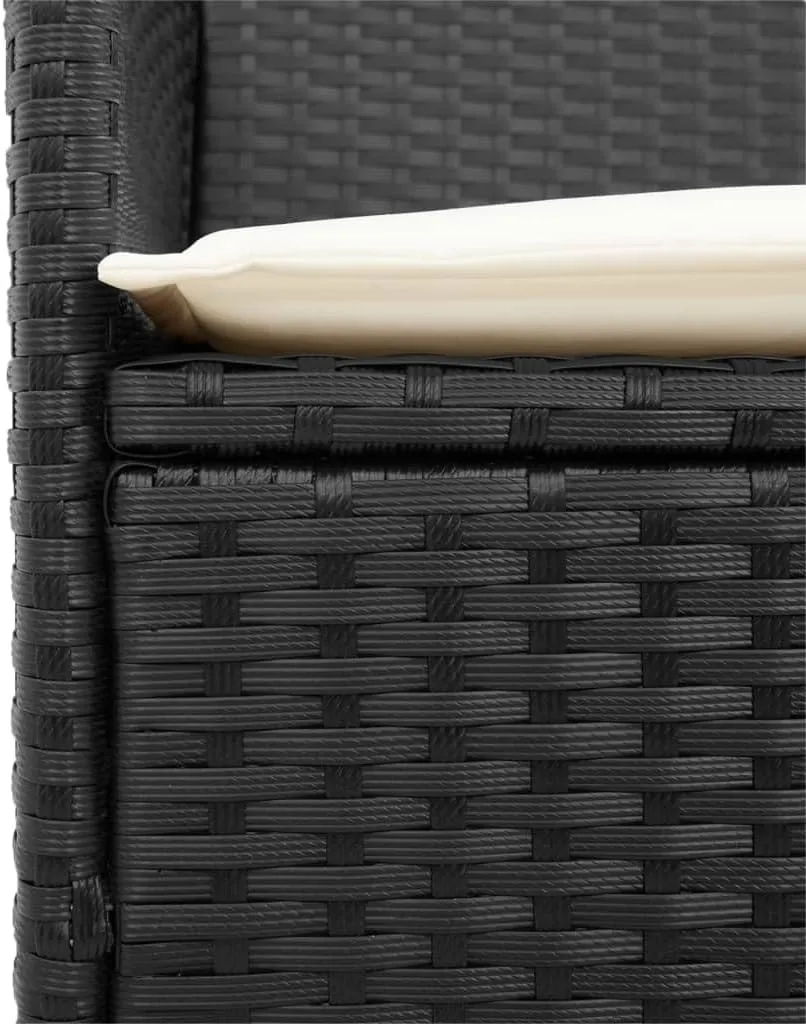Patio Chairs with Cushions 2 Pcs Black PE Rattan & Solid Wood Outdoor Furniture Set, 35.4" Lounge Chairs with Removable Washable Covers for Backyard Poolside Deck