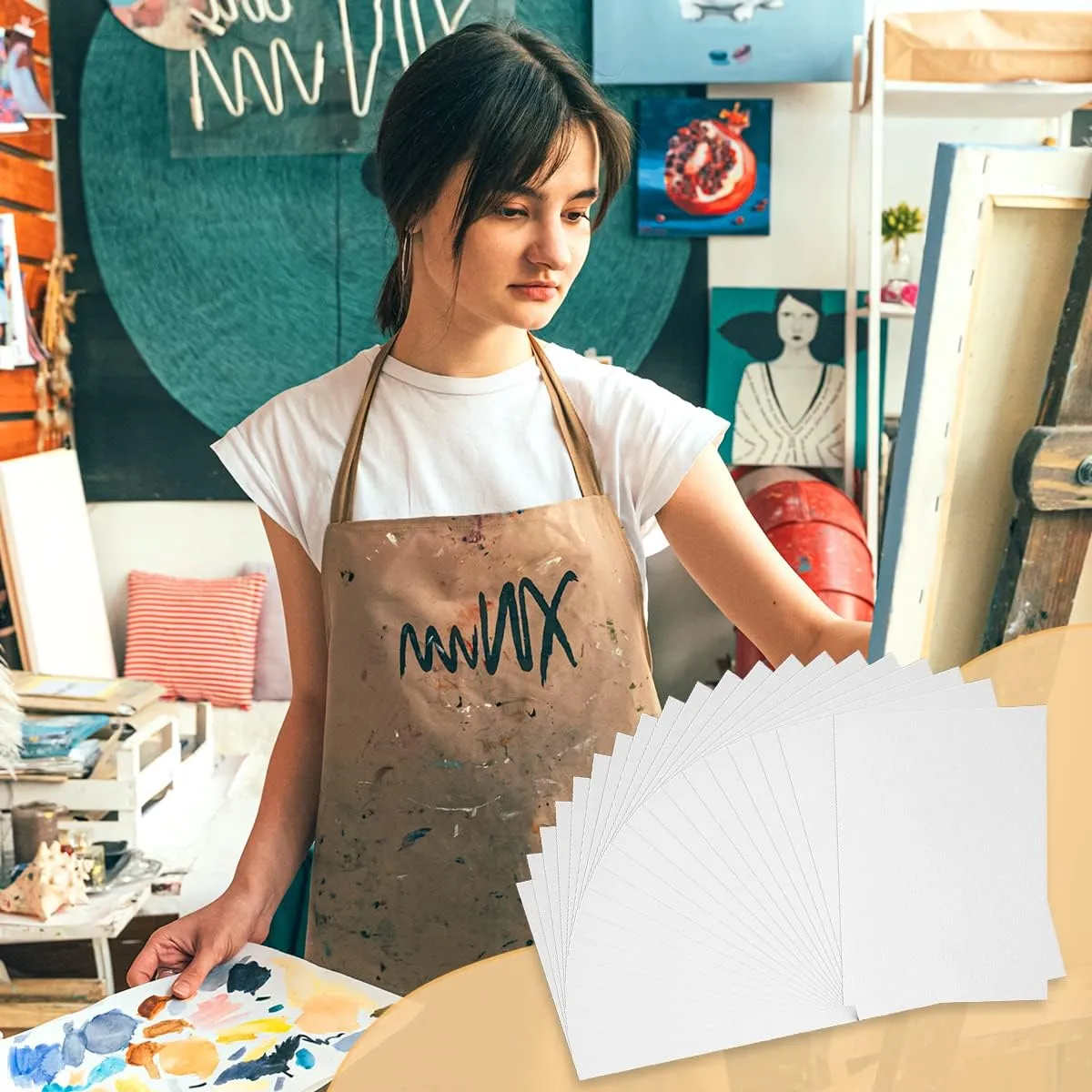 Paul Rubens 60 Sheets Watercolor Paper, Cold Press 50% Cotton&140lb /300gsm Acid-Free Bulk White Paper for Artists, Students & Adults（7.68 * 5.31 inch）