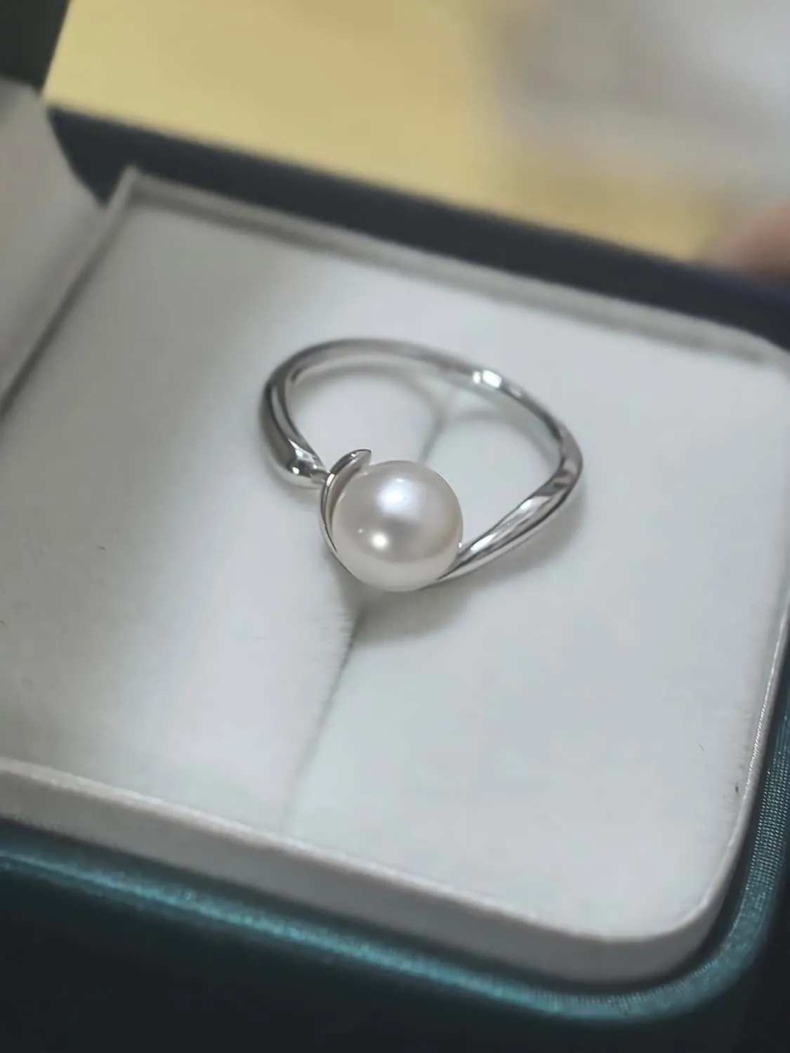 Pearl Ring 8-8.5mm S925 Gold Filled Rings for Women Plain Ring Open Eternity Band for Women Freshwater Cultured White Pearls,Valentine's Mothers Day Christmas Gifts Wife Mom Girlfriend, Anniversary Birthday Fine Jewelry Gifts for Her