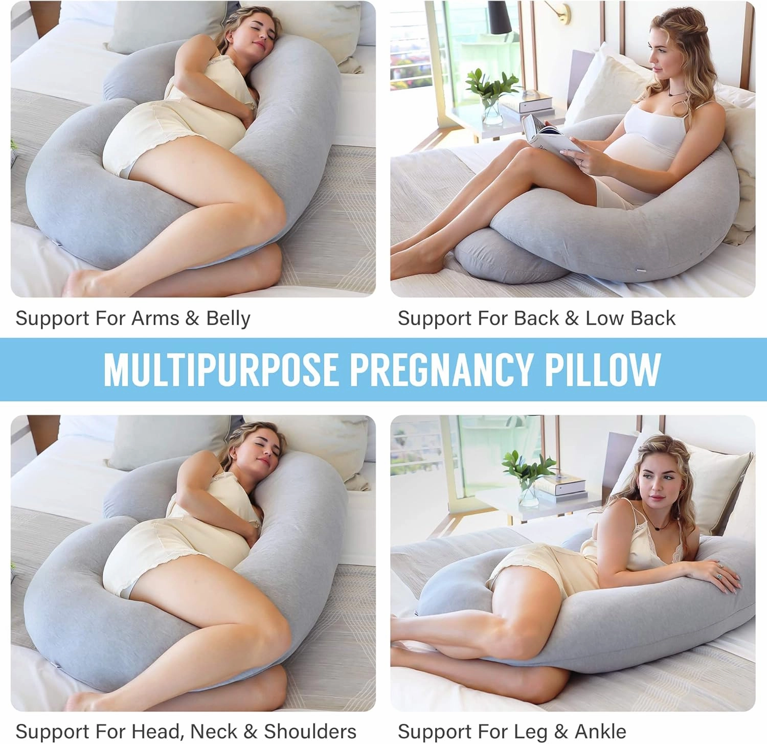 Pharmedoc Pregnancy Pillows, C-Shape Full Body Pillow – Jersey Cover Dark Grey – Pregnancy Pillows for Sleeping – Body Pillows for Adults, Maternity Pillow and Pregnancy Must Haves, New Mom Gifts