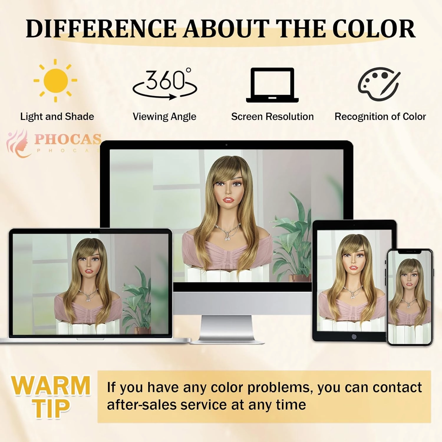 PHOCAS Long Wavy Blonde Wig with Bangs Black Mixed Blonde Long Hair Wigs for Women 20''/50cm
