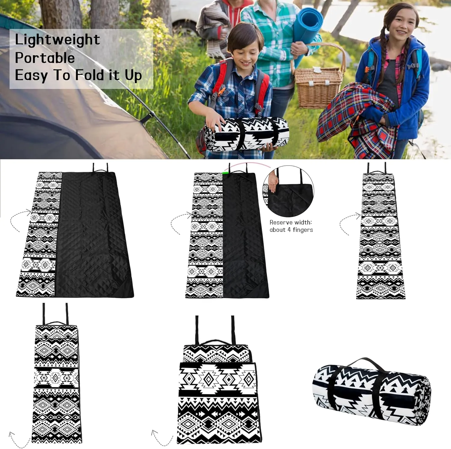 Picnic Blankets Beach Blanket 80" X 60" Extra Large Waterproof Camping Blankets Portable Outdoor Mat 3-Layer Blanket for Beach, Hiking, Park, Music Festival, Grass Lawn,Travel