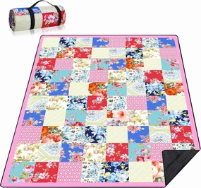 Picnic Blankets Beach Blanket 80" X 60" Extra Large Waterproof Camping Blankets Portable Outdoor Mat 3-Layer Blanket for Beach, Hiking, Park, Music Festival, Grass Lawn,Travel