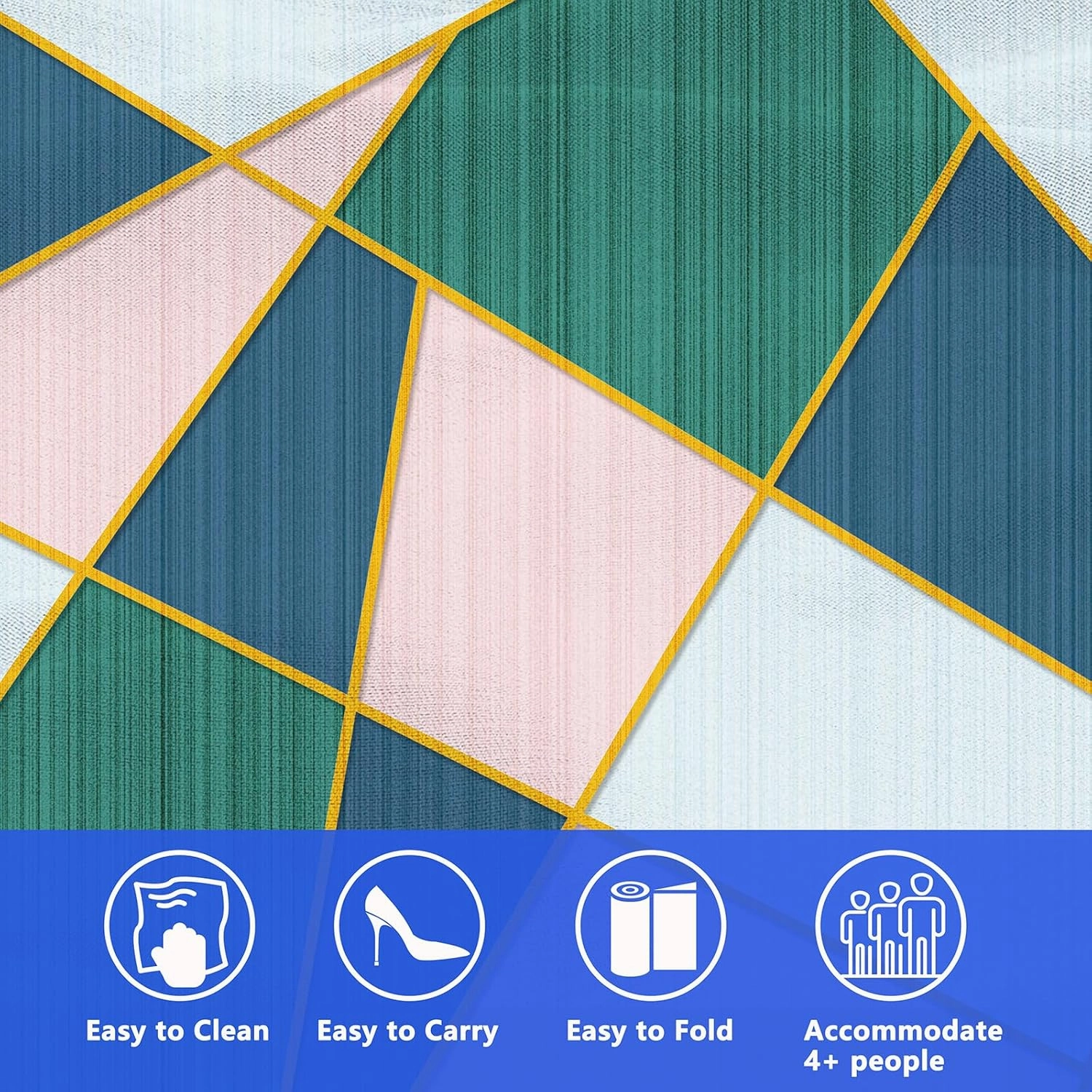 Picnic Blankets Outdoor Blanket, Large Beach Mat Waterproof Foldable Picnic Mat with Carry Strap,Portable Camping Park Blanket for Grass Lawn Hiking Travel Concerts