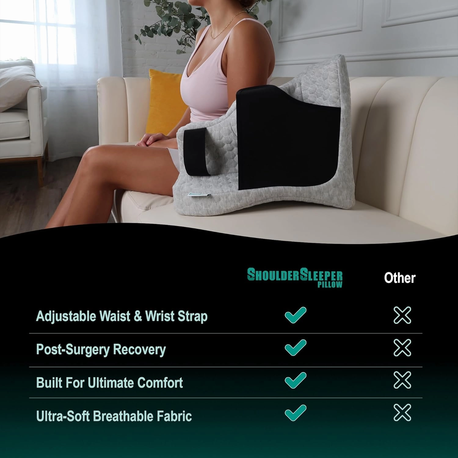 Pillow - Orthopedic Support for Post-Op Shoulder Surgery - Surgeon Recommended - Sleep Comfortably on Your Back & Side - Ideal for Recovery & Pain Management (Left, Large)