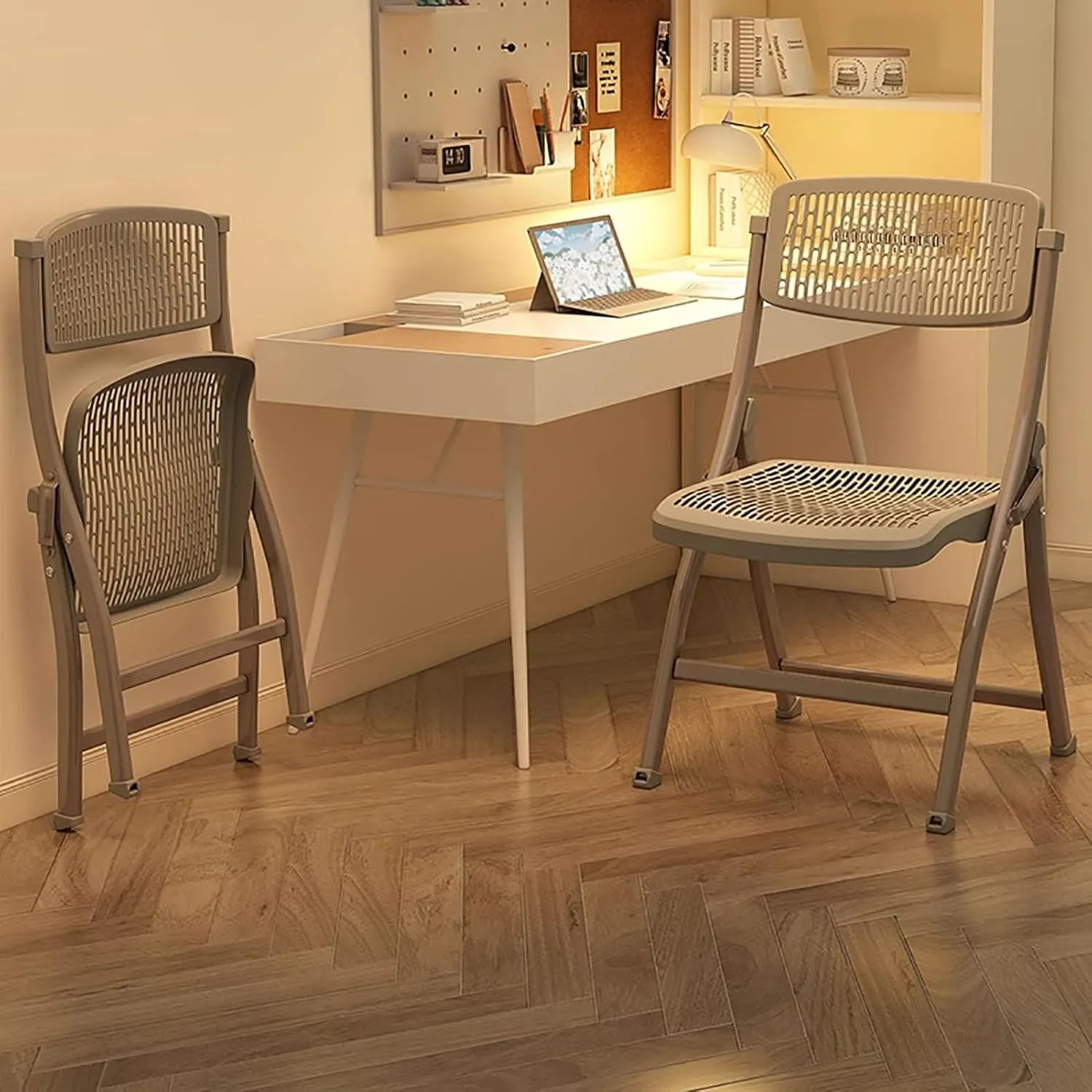 Plastic Stackable Folding Chairs,Stackable Folding Dining Chair Portable Event Chair Comfortable Breathable Mesh Seat Event Chair for Bedroom and Living Room,F,46x54x85cm(18x21x33inch)