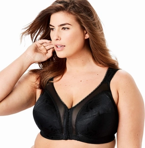 PLAYTEX Women's Plus Size 18 Hour Front-Close Wireless Bra with Flex Back 4695-44 D, Black