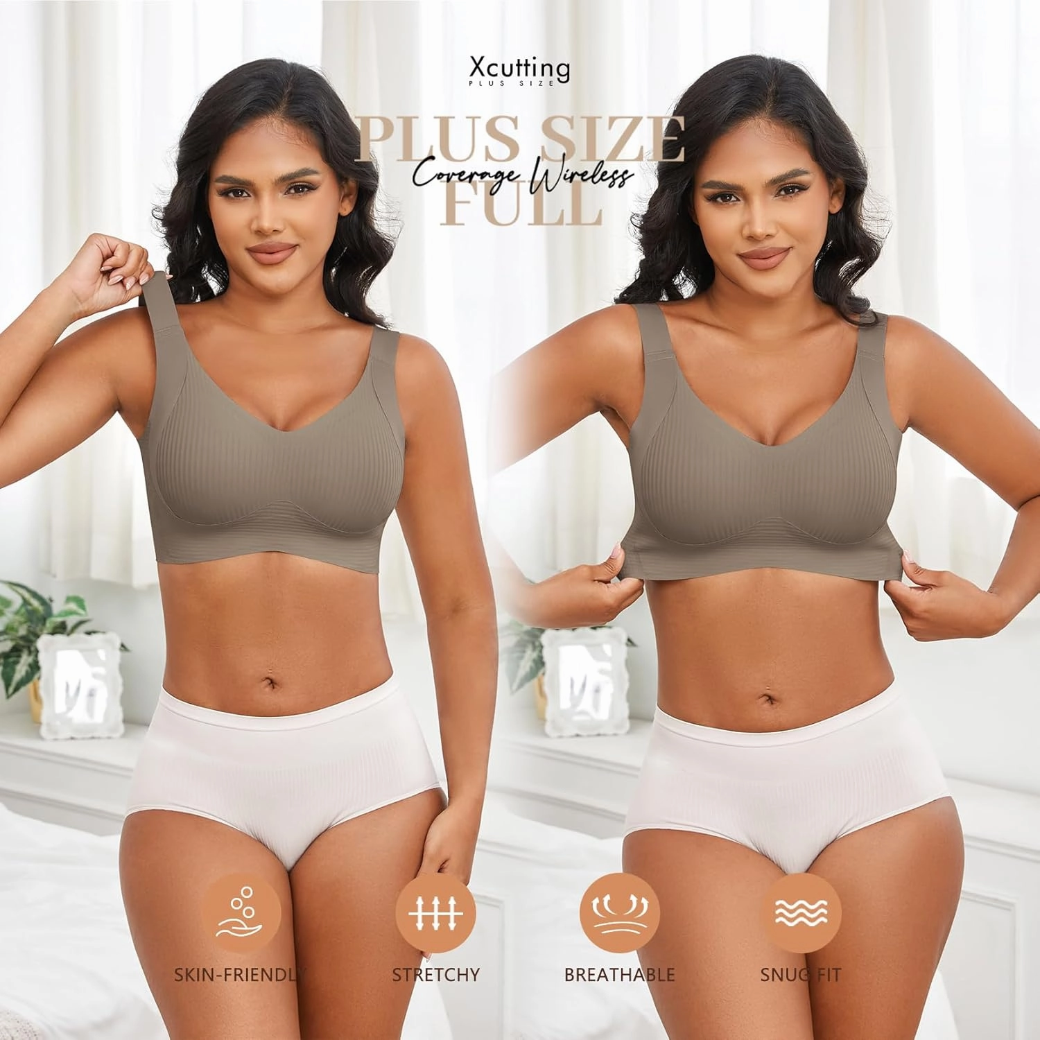 Plus Size Bras for Women No Underwire Full Coverage Everyday Bras Comfortable Wireless Padded Bras