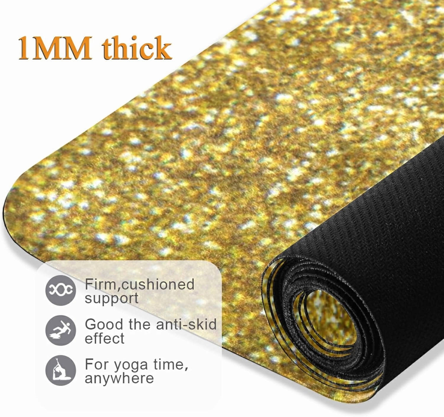 Poeticcity 1 mm Thick Non-Slip Rubber Yoga Mat, Durable Folding Workout Mat, Fitness Safe Mat with Bag for Pilates and Floor Exercises