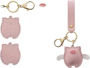 POPSEWING Flying Pig Keychain DIY Kit for Teens, Kawaii Keychain Charms for Girls, Funny DIY Keychain Car Charm, Leather Pink Cute Keychain Accessories with Sewing Kit for Women, Personalized Gifts
