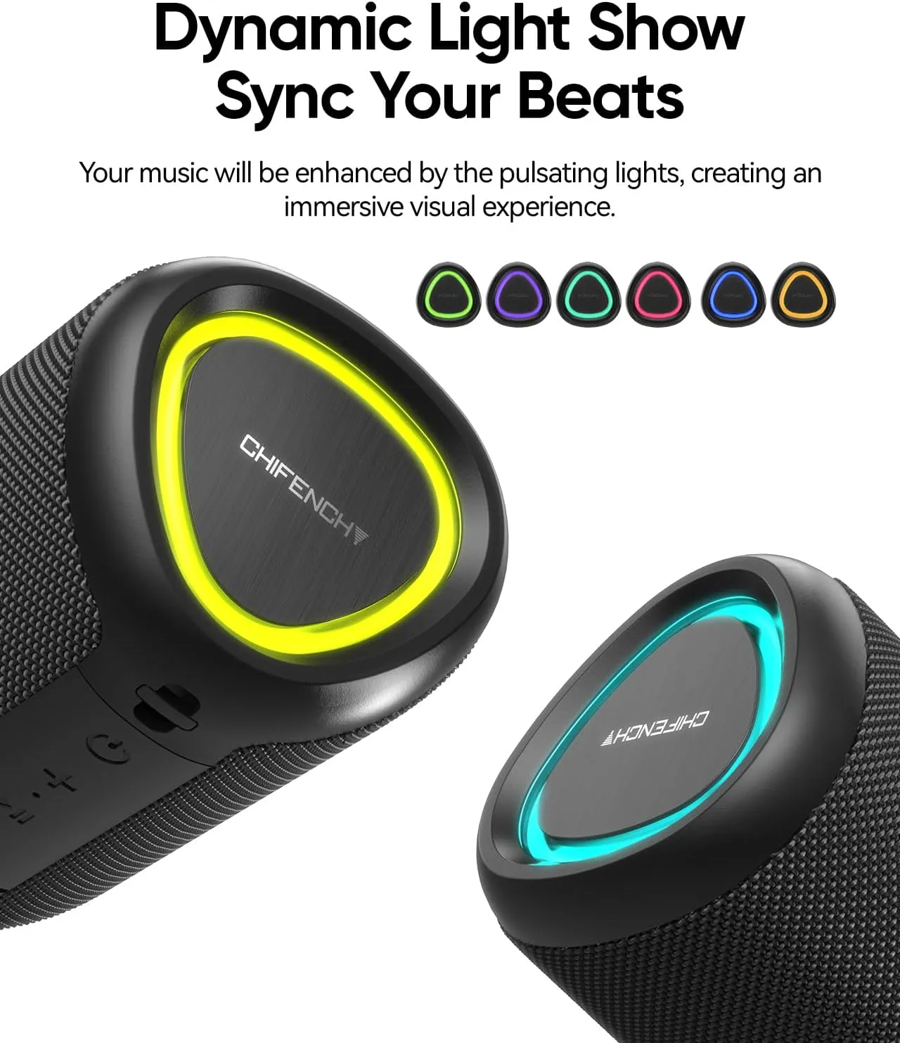 Portable Bluetooth Speaker with Lights, Powerful Crystal Clear Sound,IPX5 Waterproof, All Day Playtime, AUX&TF-Card Input, Bluetooth 5.3, TWS Paring, Small Wireless Speaker for Outdoor, Gift Ideas