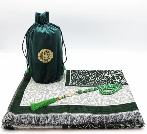 Portable Prayer Mat and Prayer Beads Set, Muslim Prayer Rug with Bag, Travel Praying Matt for Man and Women
