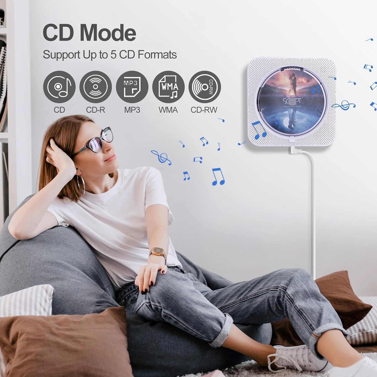 Portable CD Player with Bluetooth Desktop CD Player for Home CD Music Players with Remote Control,Timer,Built-in Dual Speakers with LED Display Home Audio Boombox FM Radio (Purple)