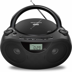 Portable Stereo CD Player Boombox with AM/FM Radio, Bluetooth, USB, AUX-in, Headphone Jack, CD-R/RW and MP3 CDs Compatible, Clear and Full Sound with Bass Boost, AC/Battery Operated – Black