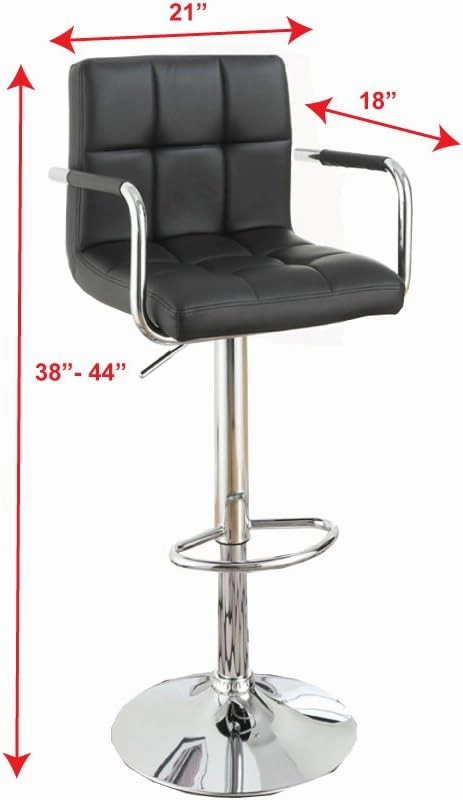 Poundex 2 Piece PU Tufted L Shape Barstool Set, Black