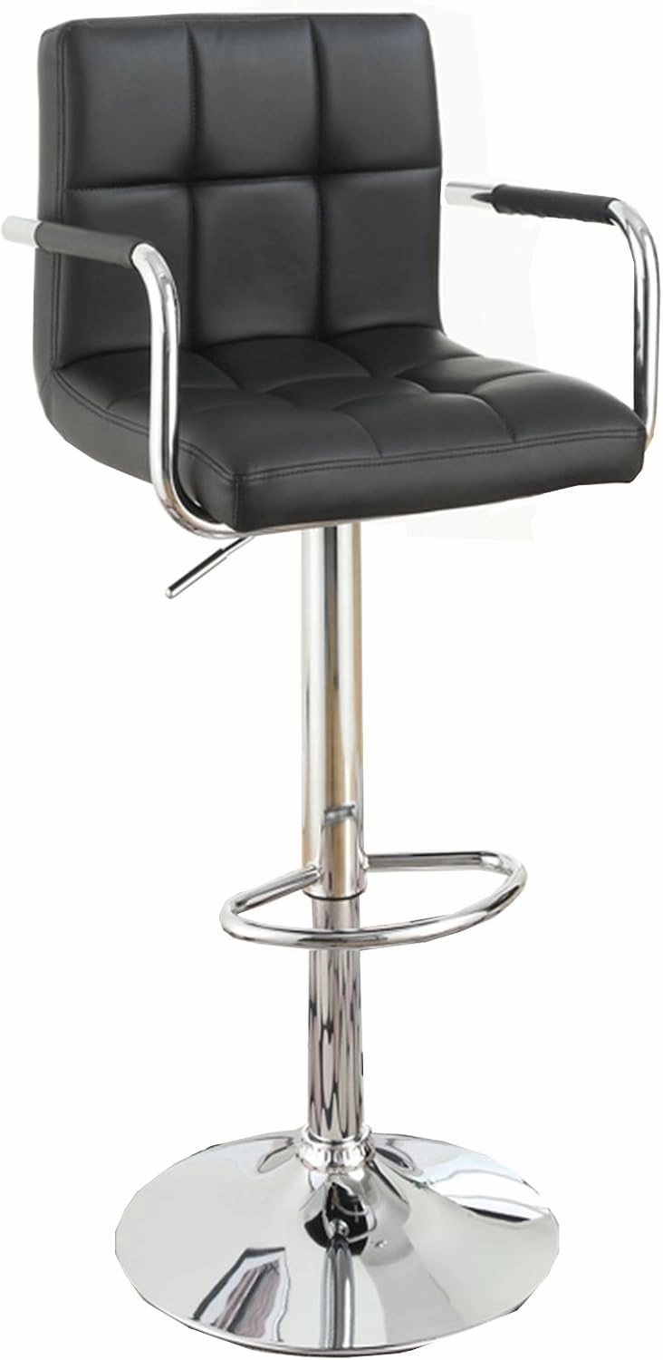 Poundex 2 Piece PU Tufted L Shape Barstool Set, Black