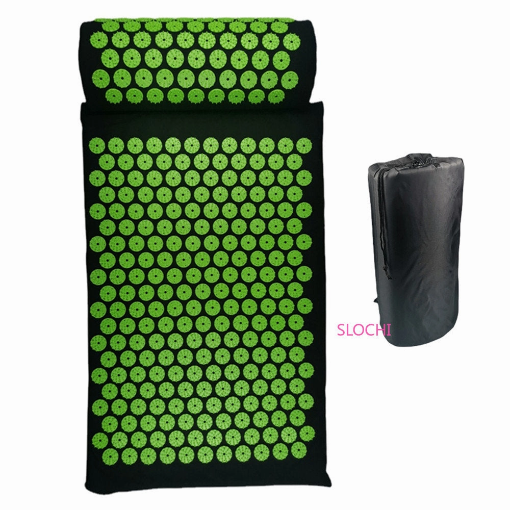 Premium Acupressure Massage Mat – Stress Relief & Back Pain Relief – Yoga Mat with Spikes, Pillow & Portable Design for Relaxation and Acupuncture Therapy