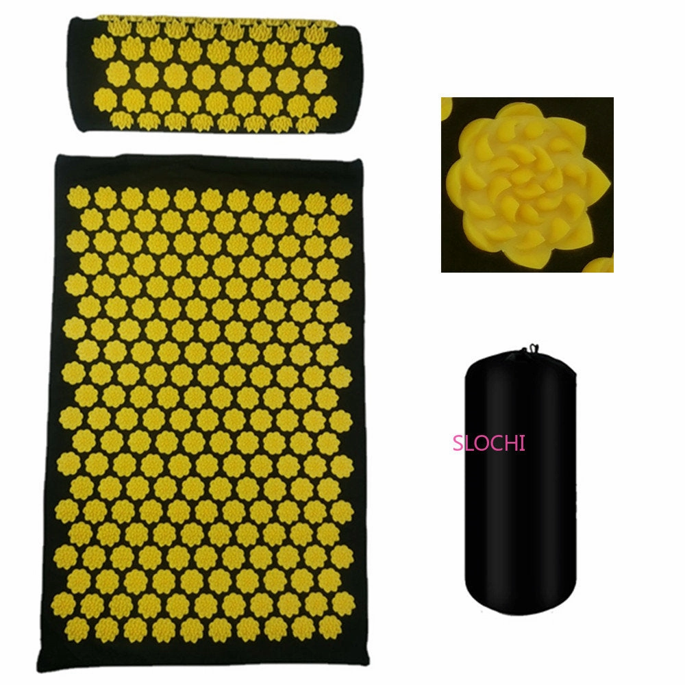 Premium Acupressure Massage Mat – Stress Relief & Back Pain Relief – Yoga Mat with Spikes, Pillow & Portable Design for Relaxation and Acupuncture Therapy