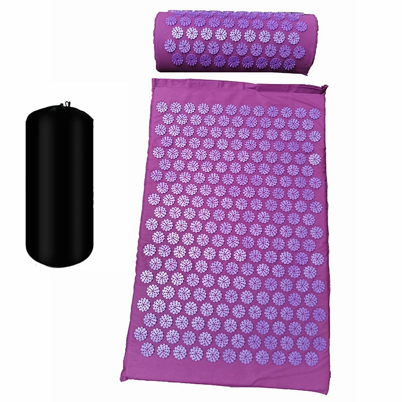 Premium Acupressure Massage Mat – Stress Relief & Back Pain Relief – Yoga Mat with Spikes, Pillow & Portable Design for Relaxation and Acupuncture Therapy