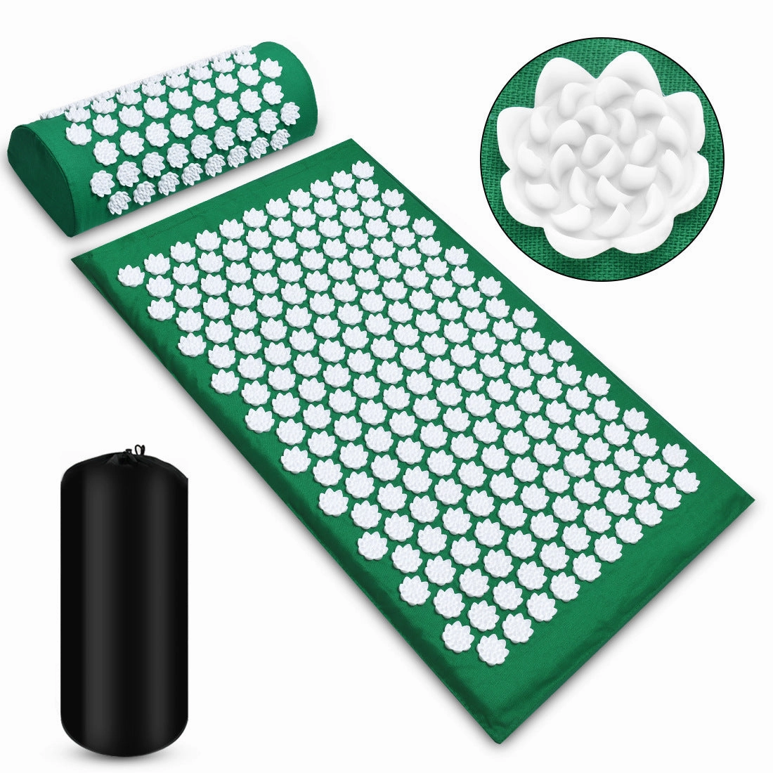Premium Acupressure Massage Mat – Stress Relief & Back Pain Relief – Yoga Mat with Spikes, Pillow & Portable Design for Relaxation and Acupuncture Therapy