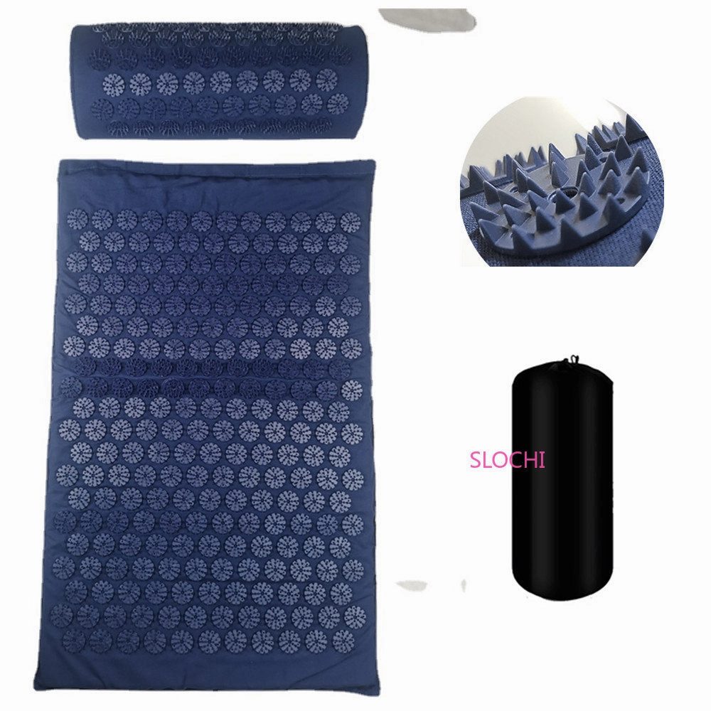 Premium Acupressure Massage Mat – Stress Relief & Back Pain Relief – Yoga Mat with Spikes, Pillow & Portable Design for Relaxation and Acupuncture Therapy