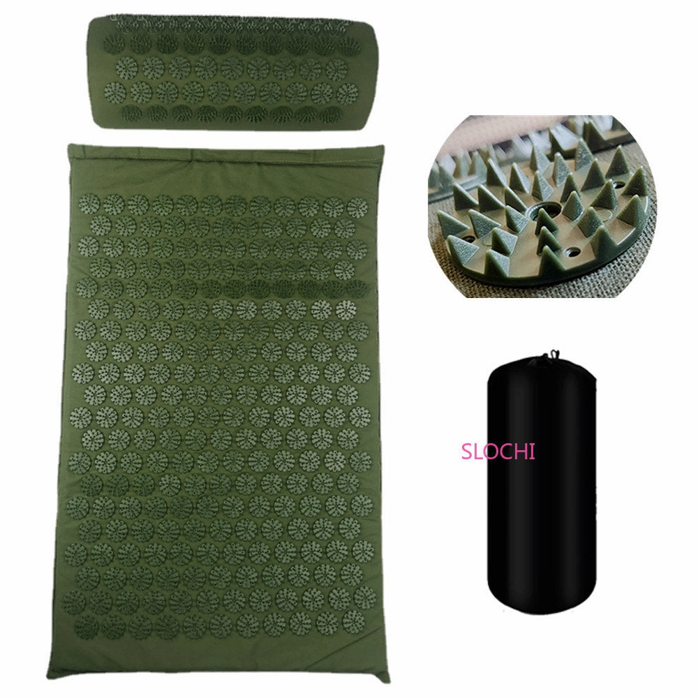 Premium Acupressure Massage Mat – Stress Relief & Back Pain Relief – Yoga Mat with Spikes, Pillow & Portable Design for Relaxation and Acupuncture Therapy