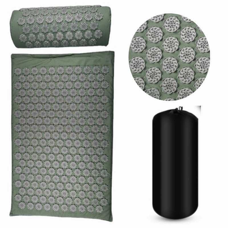 Premium Acupressure Massage Mat – Stress Relief & Back Pain Relief – Yoga Mat with Spikes, Pillow & Portable Design for Relaxation and Acupuncture Therapy