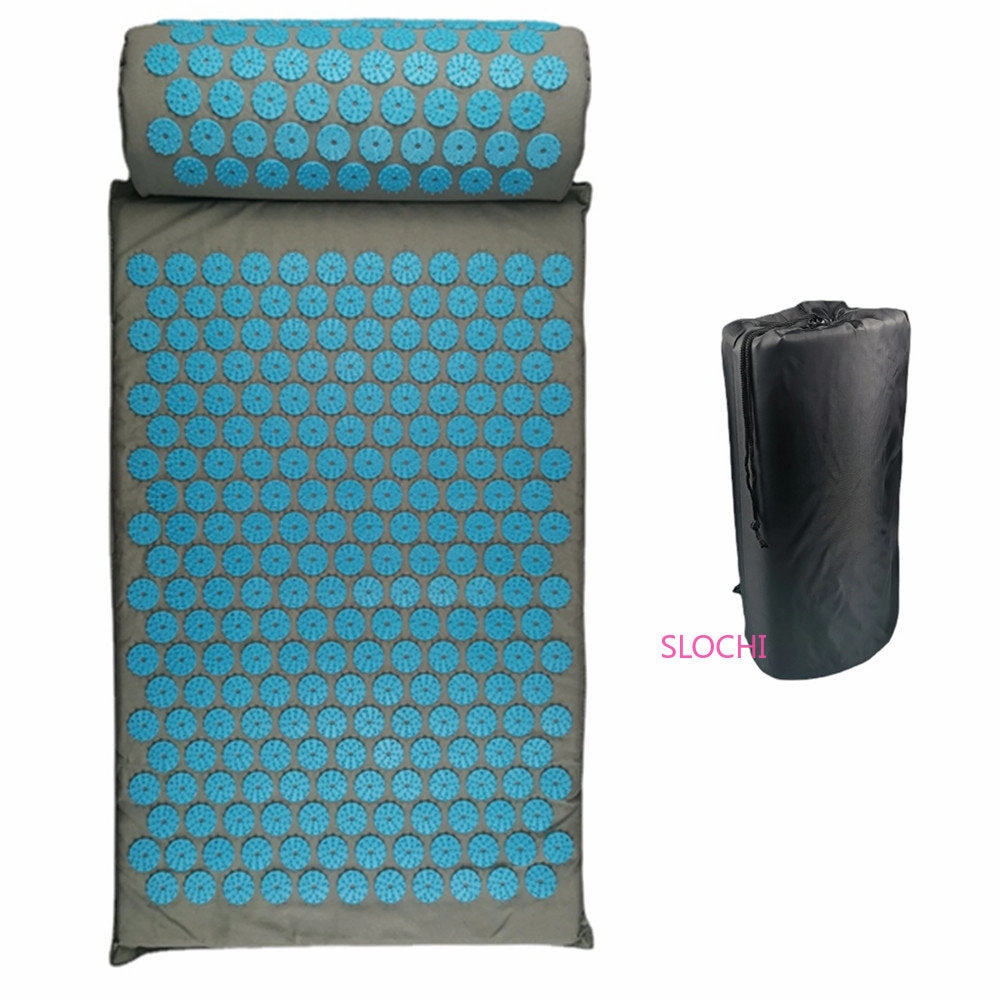 Premium Acupressure Massage Mat – Stress Relief & Back Pain Relief – Yoga Mat with Spikes, Pillow & Portable Design for Relaxation and Acupuncture Therapy