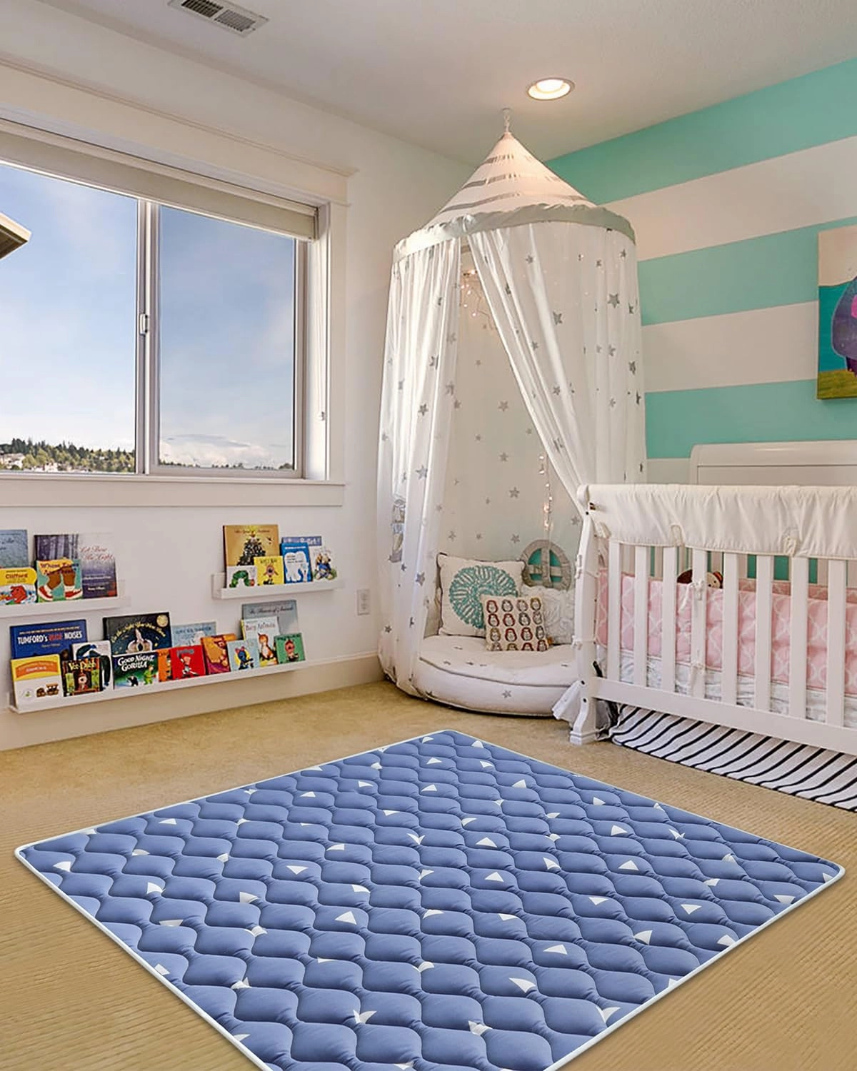 Premium Foam Baby Play Mats for Floor, 50x50 Playpen Mat, Thicken Soft Cushioning Foam Playmats for Infants, Babies, Toddlers, Non-Slip & Machine Washable