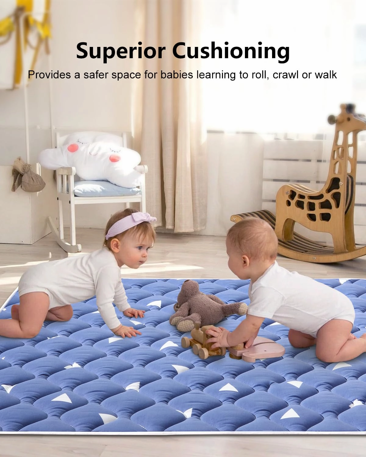Premium Foam Baby Play Mats for Floor, 50x50 Playpen Mat, Thicken Soft Cushioning Foam Playmats for Infants, Babies, Toddlers, Non-Slip & Machine Washable